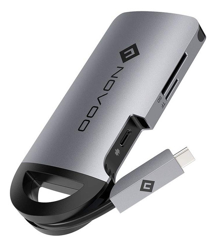 Novoo Usb C Hub 8 En 1 Con Cable Oculto Adaptador Multipuert