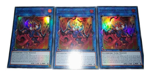 Yugioh - 3x Ferocious Flame Swordsman Ultra Em Português