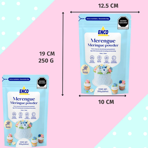 Merengue En Polvo Tipo Italiano Sabor Vainilla Enco 250g