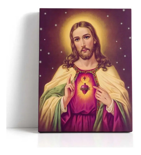 Cuadro Sagrado Corazón De Jesús 55x70cm Lienzo Canvas