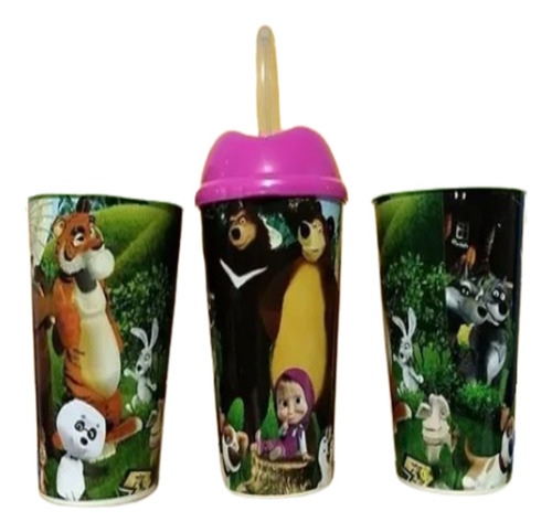 Vasos Masha  Y El Oso Regalos Fiestas X 12 Vasos