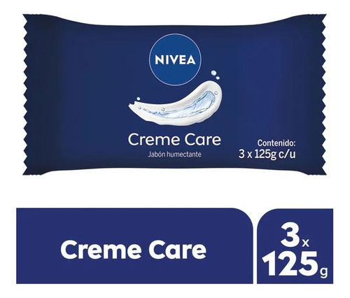 Jabon Nivea Creme Care Humectante Suave 3 Unidades X 125 G.