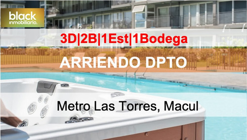 Black Inmobiliario Dpto 3d, 2b! Metro Las Torres, Macul