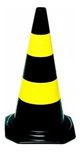 Cone Sinalização Segurança Amarelo E Preto 50cm Pvc Plastcor