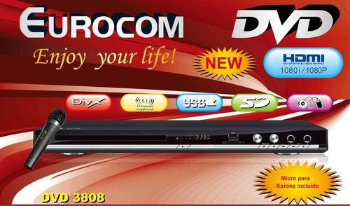 Imagen 2 de 3 de Reproductor Dvd Eurocom Hdmi 5.1 Microfono Casahogar