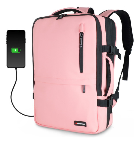 Mochila Para Laptop Antirrobo Grande 3 Divisiones Redlemon Color Rosa