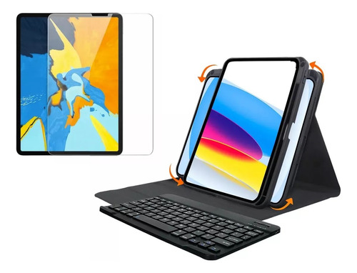 Estuche Smart Case 360 Con Teclado Para iPad Air 4 + Vidrio