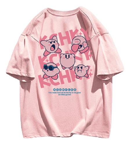 Playera De Manga Corta Con Estampado Casual De Corte Kirby