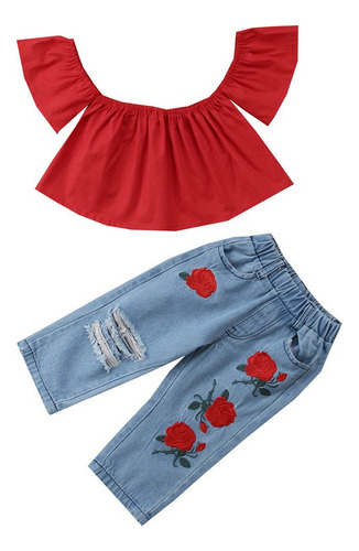 Trajes Para Niños: Tops Para Niñas+pantalones De Mezclilla R