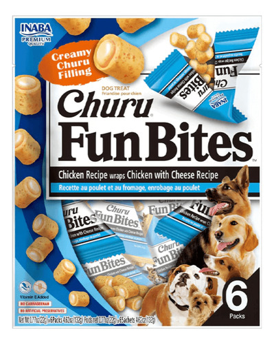 Inaba® Churu Perros Fun Bites Pollo Con Wraps Queso 6 Packs