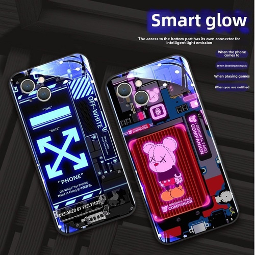;= Funda De Teléfono Para Asus Rog Phone 9 8 7 6 Pro 5 3 2 Mechanical Bearbrick Luminosa Y Brillante Luz Led
