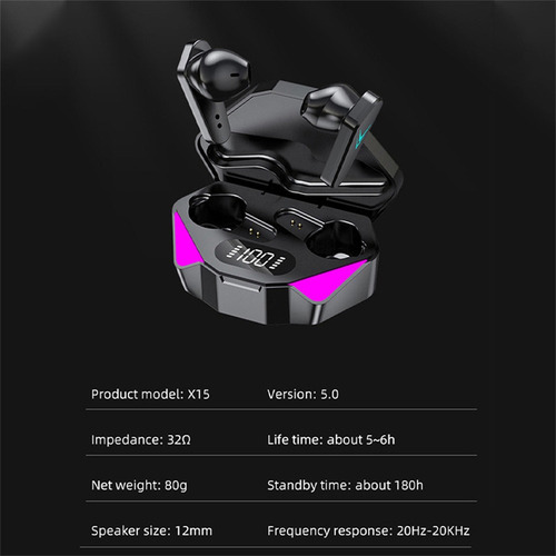 Tws X15 True Display Digi Wireless Stereo Gaming Earbuds