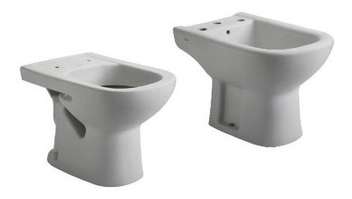 Juego Ferrum Bari Inodoro Corto Y Bidet 3 Agujeros Blanco