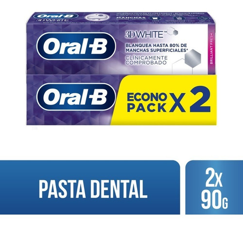 Pasta Dental Blanqueadora Oral-b 3d White Brilliant Packx2