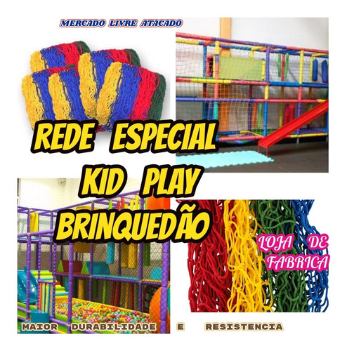 Rede Para Kid Play Brinquedão Malha 5 Amarrada 10.00x1.50mts