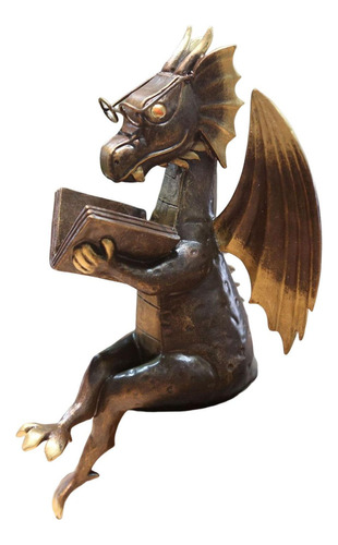 Estatua De Libro De Lectura De Dragón, Decoración De
