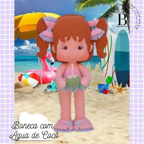 Boneca Com Agua De Coco Pool Party Praia Em Feltro