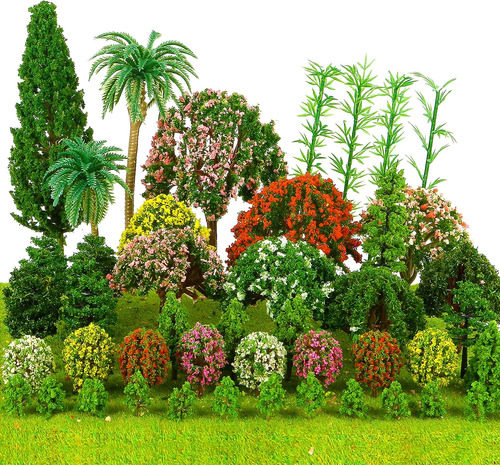 60 Piezas De Árboles Modelo Mixtos En Miniatura, Plantas Mod