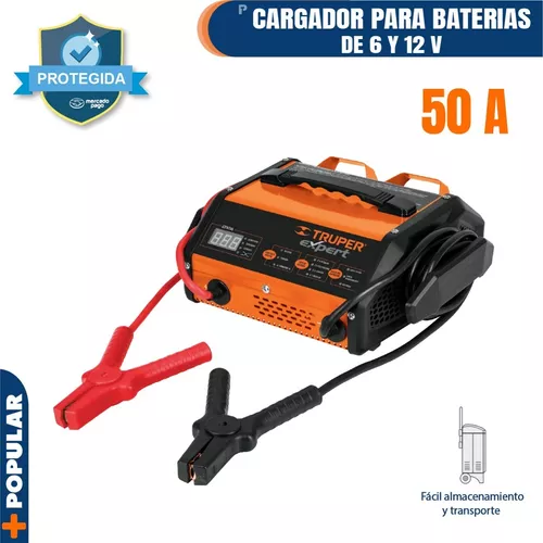 Cargador de 1 A para baterías de 6 y 12V, Truper, Cargador De