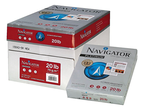 Papel Bond Carta Navigator 75g Caja 5000 Hojas Extra Blanca