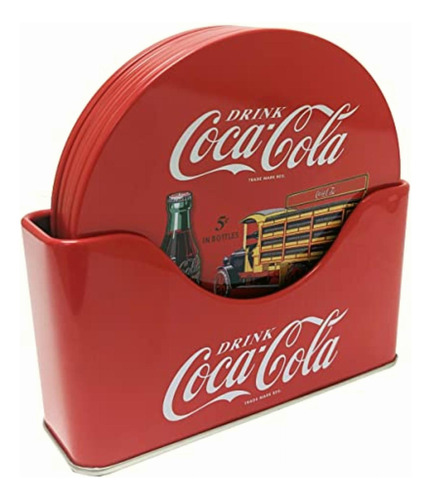 The Tin Box Company Coke Juego De 6 Posavasos Con Soporte De