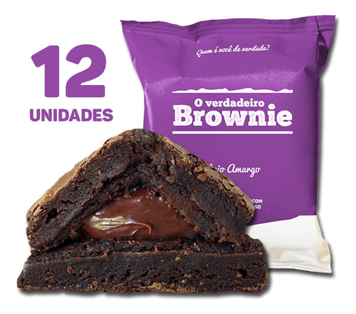 12 Brownies Meio Amargo - O Verdadeiro Brownie