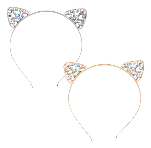 Diadema Con Forma De Orejas De Gato Con Diamantes De Imitaci