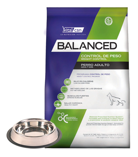 Alimento Perro Balanced Weight Control 3 Kg + Promo!