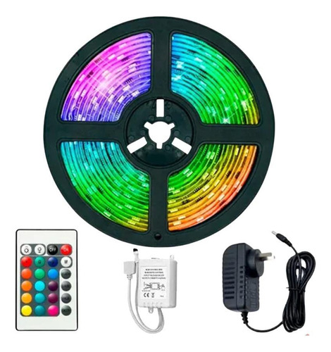 Fita Led 5050 Rgb Colorida Com Cola 10m Kit Completo 110/220