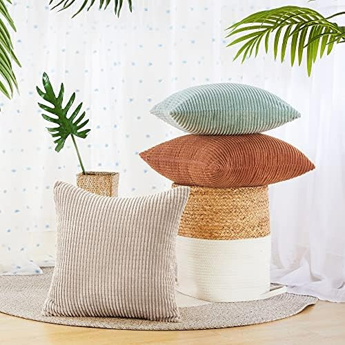 Deconovo Fundas De Almohada De Pana De 18.0 X 18.0 In, Diseñ
