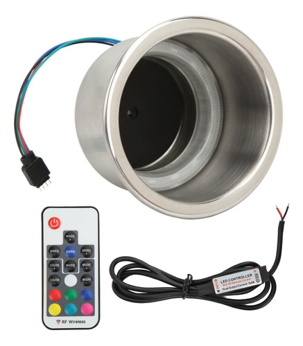 Portavasos Rgb Para Coche, 14 Led, Acero Inoxidable, Con