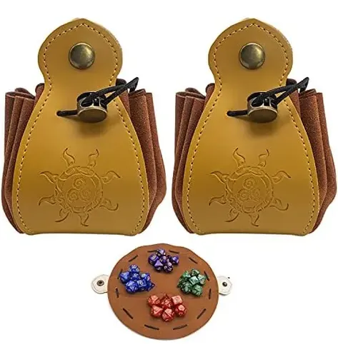 Bolsa De Dados De Cuero PU Con Cordón – Grande (27 Cm) Para 70 Dados D&D, Plegable Como Bandeja De Rodar, Ideal Para Miniaturas Y Fichas
