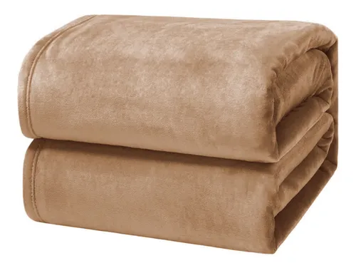 Manta Frazada King Size Flannel Soft Camel 2x2 Polar Ct