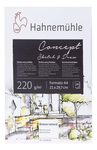 Block Hahnemuhle Concept Blanco Natural A4 220 Gr 20 Hojas