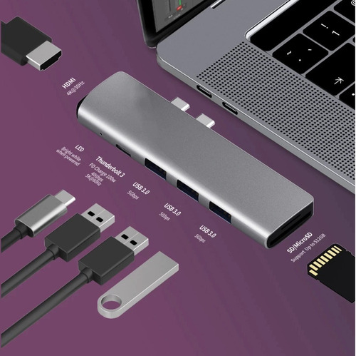 Adaptador Hub Usb Tipo C 7 En 1 Macbook Pro/air