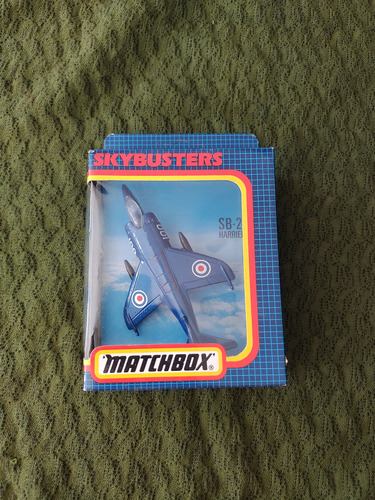 Avión Sb-27 Harrier Jet Raf, Matchbox Skybuster 1:64 Azul (Usado)