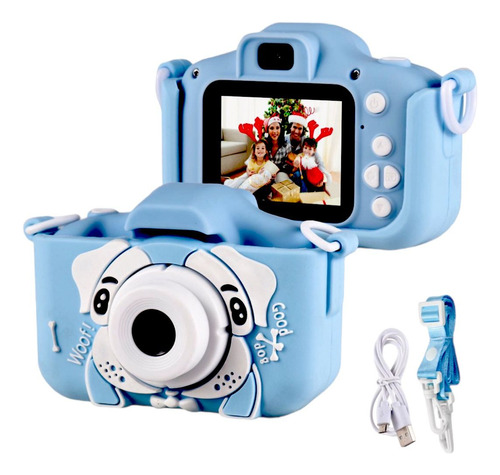 Camera Infantil Digital Maquina Fotografica Do Cachorrinho Cor Azul