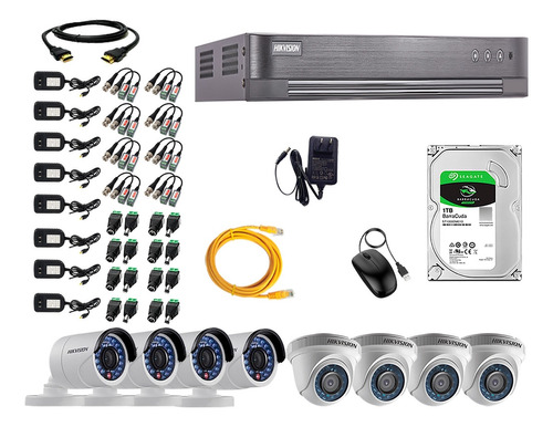 Kit Completo 8 Camaras Full Hd 1080p Hikvision Disco 1tb Wd