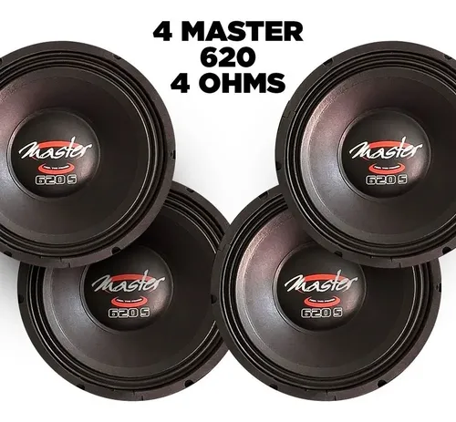 Kit 4 Alto Falantes Master 620s 4 Ohms Preto | Parcelamento sem juros