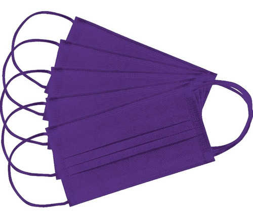 Imagen 4 de 6 de Cubre Bocas Violeta 3 Capas Plisado Sellado Paquete C/10 Pzs