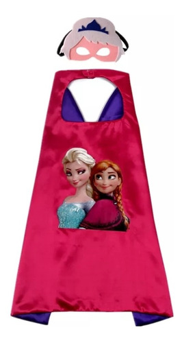 Capa Disfraz Infantil + Máscara Personaje Frozen Princesa 