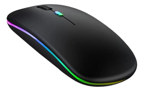 Mouse Sem Fio Para Tablet Notebook Recarregável Rgb - Preto