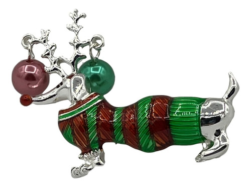 Broche De Dachshund Navideño Lindo Collar Perros Que S...