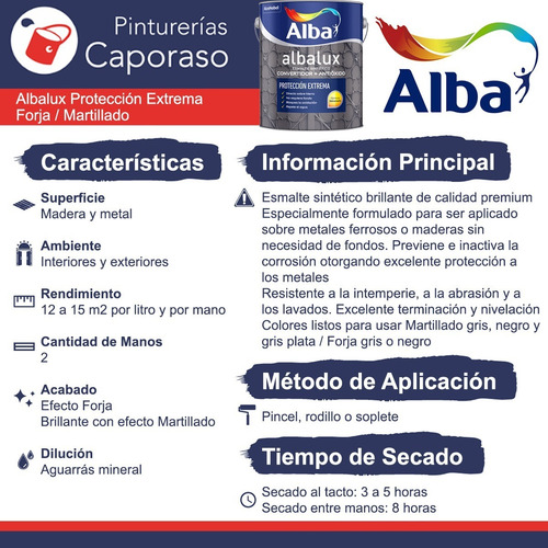 Albalux 2 En 1 Forja Hierro Antiguo Gris X 4l - Caporaso