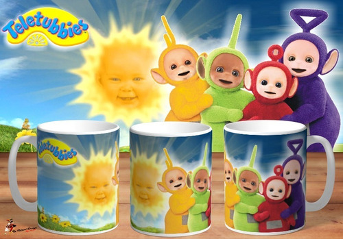 Taza De Ceramica Teletubbies Tv Retro 4k Art