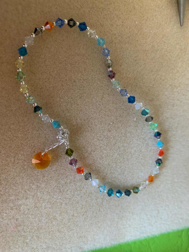 Imagen 4 de 10 de Tobillera De Cristal Sw Genuino Y Plata 925 Varios Colores