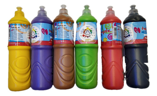 Tempera Botella 750ml Jardin Escuela Varios Colores