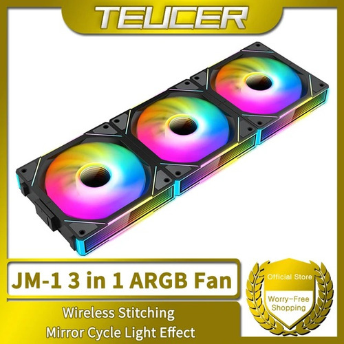 Kit De Fans 3 Em 1 Teucer Jm-1 Argb Preto