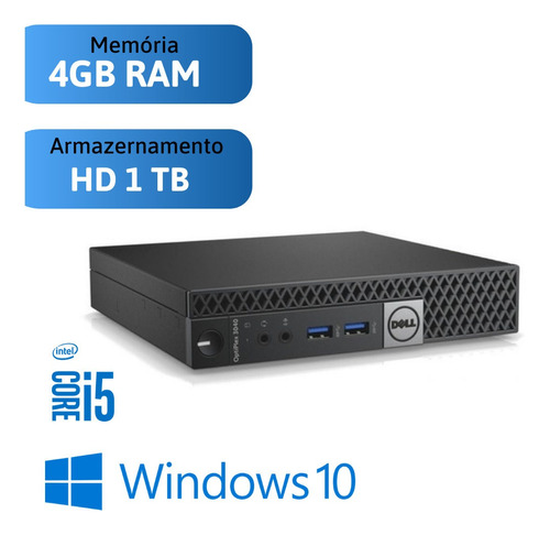 Imagem 1 de 3 de Computador Dell Core I5 4gb Ram Hd 1tb Windows 10 Pró 