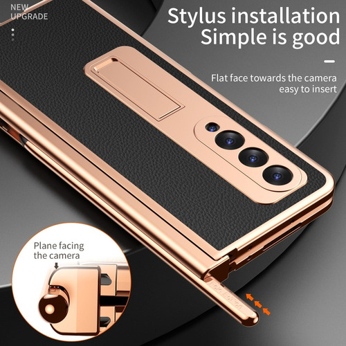 Compatible Carcasa Con Bisagras De Pu Con Textura De Litchi For Samsun